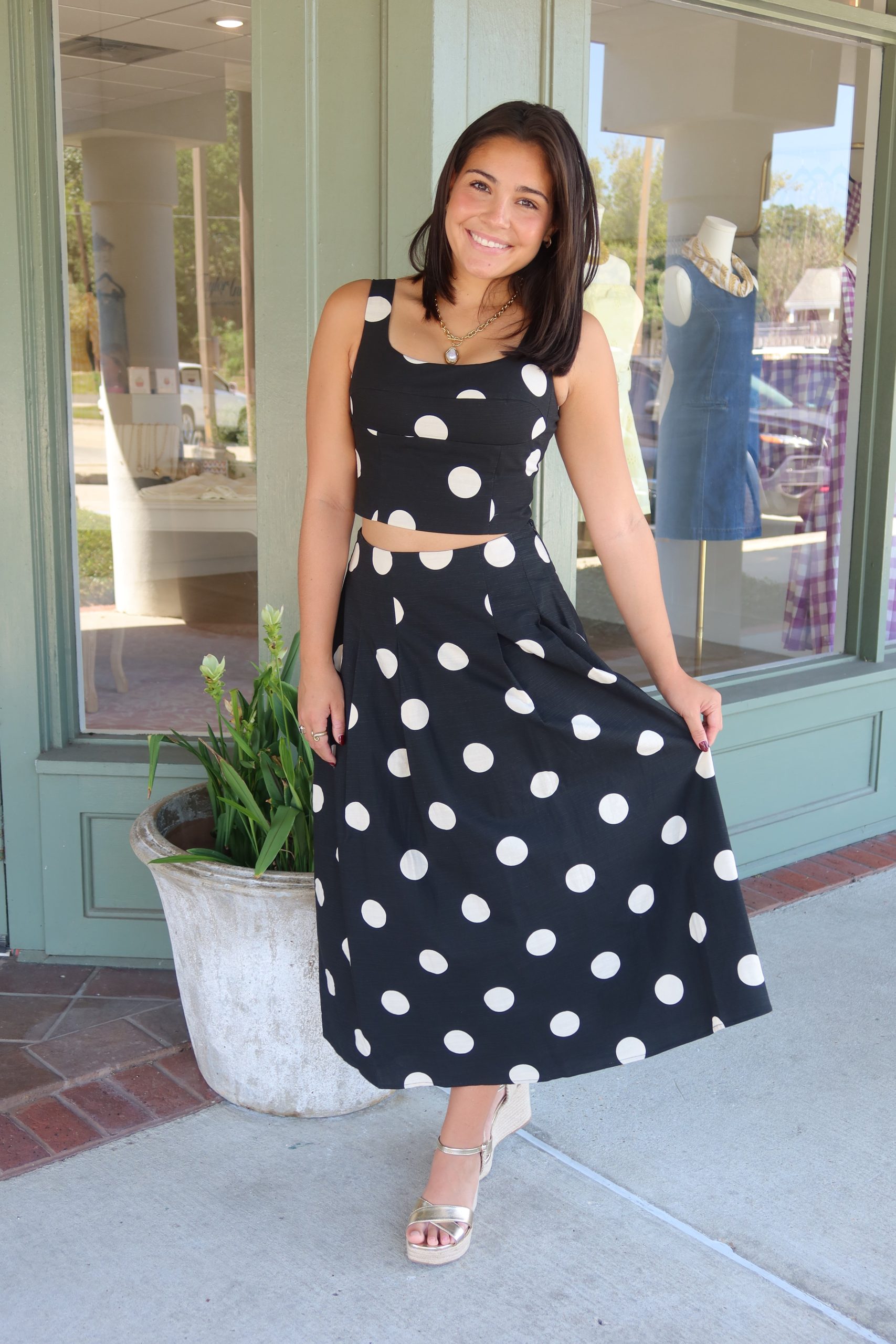 The Classic Monochrome Polka Dot Maxi Set