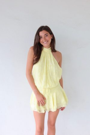 The Buttercream Chiffon Halter Minidress