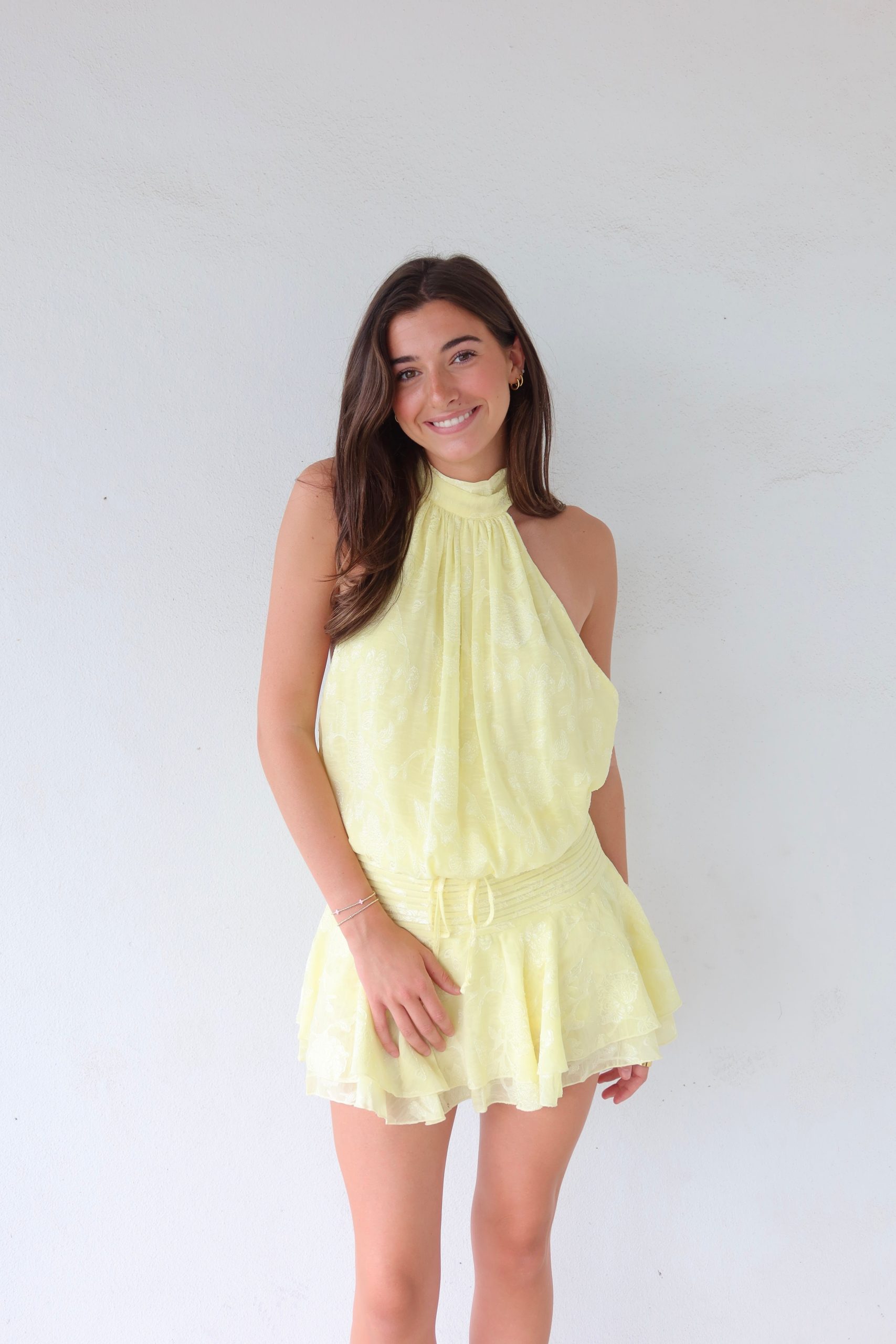 The Buttercream Chiffon Halter Minidress