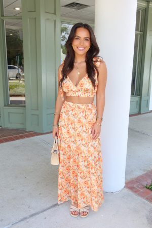 Golden Hour Floral Tiered Maxi Skirt